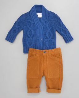 Little Marc Jacobs Chunky Knit Cardigan & Velvet Corduroy Pants
