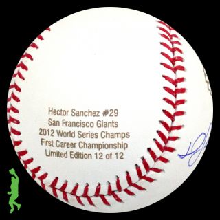 Hector Sanchez Signed Auto 2012 World Series WS Champs Baseball Ball