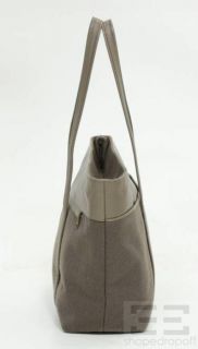 Hartmann Luggage Taupe Leather & Woven Canvas Tote Bag