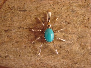  Indian Sterling Silver Turquoise Spider Pendant by Spencer! Jewelry