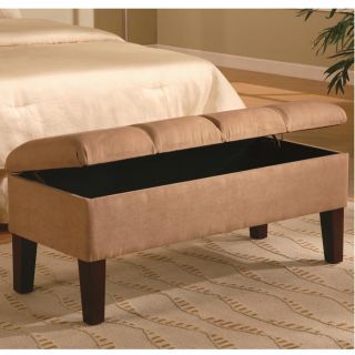 Lewis Upholstered Storage Bench   Button Tufted from Brookstone