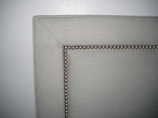 Restoration Hardware Wallace Upholstered Headboard in Silver Sage Cal
