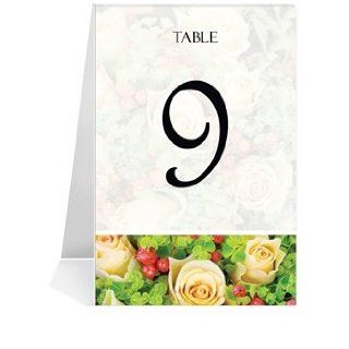 Wedding Table Number Cards   Yellow Rose Garden Frost #1