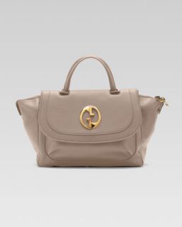Gucci 1973 Medium Top Handle Tote, Champagne or Purple Leather