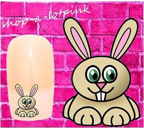 101) Cute Brown Easter Bunny Spring  Nail Art Stickers Transfers
