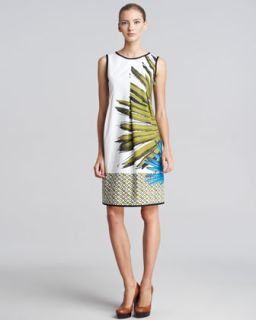 Piazza Sempione Palm Print Cotton Dress   Neiman Marcus