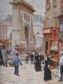 40 Antique Oil Painting Canvas Art Paris Street Signed