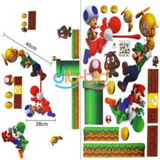  Mario Bros PVC Removable Wall Sticker Home Decor for Kids Room