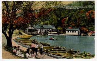 Postcard Boat House Carnegie Lake Highland Park in Pittsburg