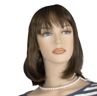  Brown Bob Wig with Bang and Strawberry Blonde Highlights Q6906