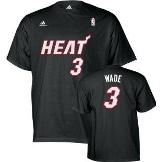   Dwyane Wade adidas Black Name and Number Miami Heat T Shirt