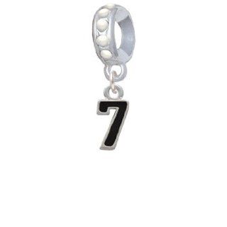 Black Number   7 Pearl Crystal Charm Bead Hanger [Jewelry] Jewelry