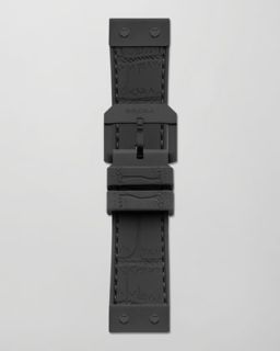 Brera 22mm Crocodile Embossed Jelly Watch Strap, Black   