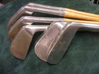 Antique hickory wood shaft set of W. Hagen Compact Head Stainless 2 6