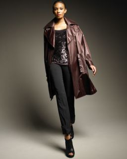 Donna Karan Belted Trench, Sequined Sweater & Grosgrain Trim Pants