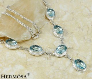  Clear Heaven Blue Topaz Multi Gems Sterling Silver Necklace 20,C1698