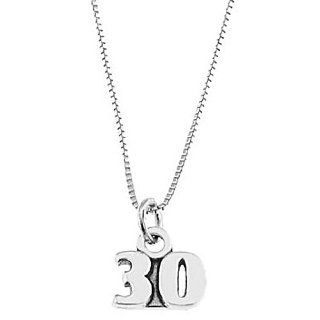 Sterling Silver One Sided Number 30 with Necklace Jewelry 