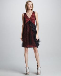 Chantilly Lace Shift Dress, Red/Black