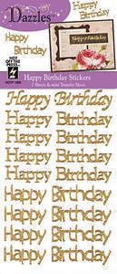 HOTP DAZZLES N1908 Happy Birthday Greetings Gold Glitter PEEL OUTLINE