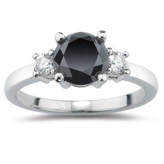 00 Cts White & Black Diamond Three Stone Ring in Platinum 7.5