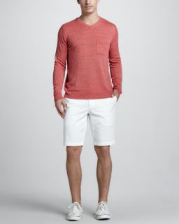 46UE Vince Heathered Linen Blend Sweater & Twill Trouser Shorts