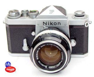 NIKON F 35mm Camera w/ NIKKOR P f10.5cm 12.5 Lens + Case NR