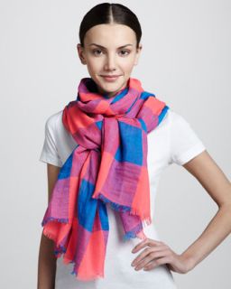 D0GVD MARC by Marc Jacobs Stacey Gingham Scarf, Blue/Pink