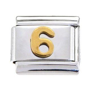 Gold Number Six Italian Charm Jewelry 