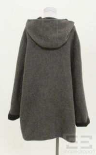 Hilary Radley Charcoal Light Grey Alpaca Wool Reversible Hooded Coat