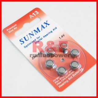 6X Sunmax A13 A 13 Digital Hearing Aid Batteries 1 4V
