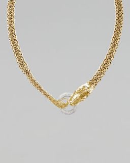 J6007 John Hardy Gold Naga Dragon Diamond O Ring Necklace