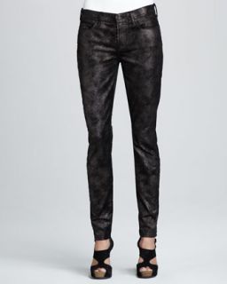 For All Mankind The Skinny Metallic Floral Print Jeans   Neiman