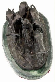 Bronze Frederic Remington Stampede Sculpture Indian