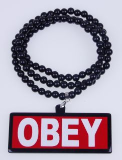 Hip Hop Fashion Acrylic Obey Pendant Ball Bead Chain Rosary Necklace