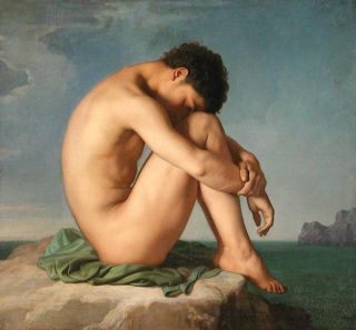 Hippolyte Flandrin Young Male by The Sea Painting Repro