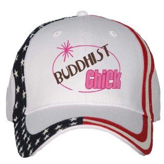 BUDDHIST Chick USA Flag Hat / Baseball Cap Clothing