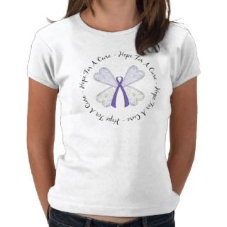 Hope For A Cure   Purple Awareness Ribbon T shirt 