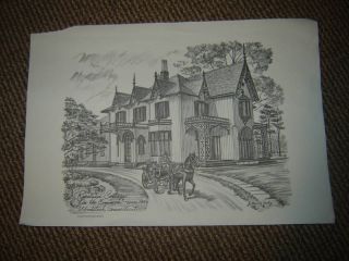 Vintage J Harold Bailey Drawing Print Roseland Cottage