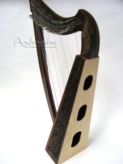  KNOTWORK ENGRAVED 22 STRINGS HEATHER HARP w/ CASE & 2 FREE PLAY BOOKS