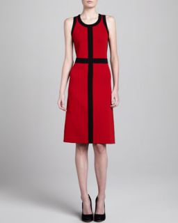 Contrast Trim Dress, Black/Crimson