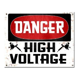 Danger High Voltage 14x11 Tattoo Slogan 
