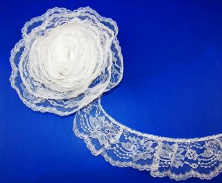 Ll White 3 inch Ruffled Timeless Rose Lace Trim 5 Yards
