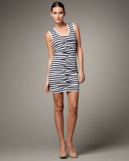 Nicole Miller Ruched Body Striped Dress   
