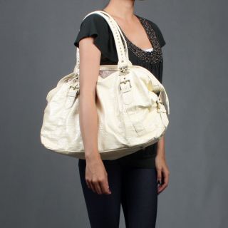 Hobo Barrel Patent Baguette Large Studded Shoulder Bag