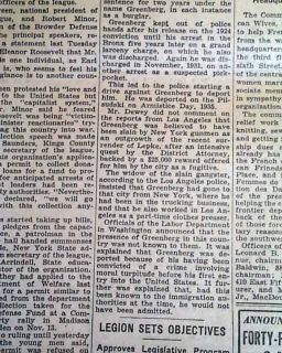 Bugsy Siegel Murders Harry Greenberg Inc 1939 Newspaper