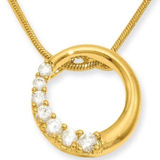 18 Inch Gold Plated Multi CZ Hollow Round Necklace by Kelly Waters