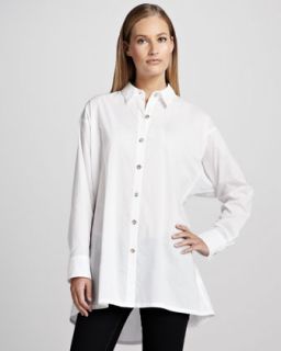 T5VBQ Go Silk Solid Flared Big Shirt, Petite
