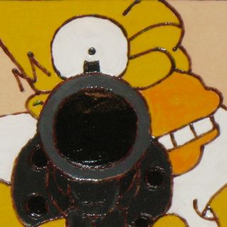 Handmade Leather Patch Homers got A Gun The Simpsons