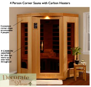Person Corner Sauna Far Infrared 9 Carbon Heater Hemlock CD Player