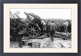 Framed Print of German 21cm howitzer in action, France